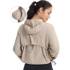 image:imagebaleaf Womens Sun Jackets Packable Long Sleeve Lightweight Crop Windbreak UV Shirt UPF 50 Zip Up Sun Hoodie Athletic HikingKhaki