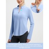 image:imagebaleaf Womens Sun Shirts Hiking Shirt Lightweight Long Sleeves UPF50 Half Zip SPF Rash Guard UV Protection ClothingLight Blue