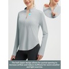 image:imagebaleaf Womens Sun Shirts Hiking Shirt Lightweight Long Sleeves UPF50 Half Zip SPF Rash Guard UV Protection ClothingLight Gray