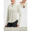 image:imagebaleaf Womens Sun Shirts Hiking Shirt Lightweight Long Sleeves UPF50 Half Zip SPF Rash Guard UV Protection ClothingRaw Linen