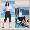 image:imagebaleaf Womens Swim Capris Pants 18 Quick Dry Modest Swimsuits UPF 50 Bathing Suit Bottoms Beach Pants with PocketsBlack