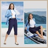 image:imagebaleaf Womens Swim Capris Pants 18 Quick Dry Modest Swimsuits UPF 50 Bathing Suit Bottoms Beach Pants with PocketsNavy