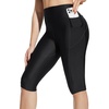 image:imagebaleaf Womens 14 High Waisted Swim Capris Long Swim Shorts Knee Length UPF50 Swimsuit with Liner and PocketsBlack
