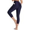 image:imagebaleaf Womens 20 High Waisted Swim Pants 2025 Long Swim Capris UPF50 Swimsuit with Liner and PocketsNavy
