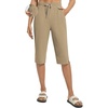 image:imagebaleaf Womens Long Shorts Quick Dry 15 Swim Pants with Liner UPF50 Swim Capris with PocketsBrown