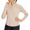 image:imagebaleaf Womens UPF 50 Sun Shirt with Hoodie SPF Long Sleeve UV Protection Clothing Hiking Fishing Outdoor LightweightHeather Khaki