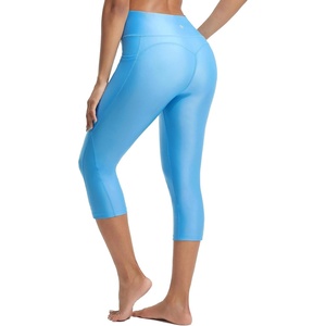 image:imagebaleaf Womens 18 High Waisted Swim Pants Long Swim Capris UPF50 Swimsuit with Liner and PocketsBlue