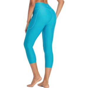 image:imagebaleaf Womens 20 High Waisted Swim Pants 2025 Long Swim Capris UPF50 Swimsuit with Liner and PocketsGlacier Blue