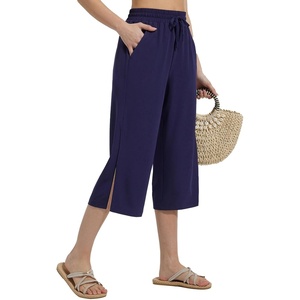 image:imagebaleaf Womens Capri Beach Pants Wide Leg Quick Dry Lightweight Capris UPF50 Casual Sweatpants Swim Pants