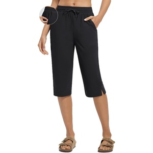 image:imagebaleaf Womens Long Shorts Quick Dry 15 Swim Pants with Liner UPF50 Swim Capris with PocketsBlack