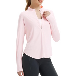 image:imagebaleaf Womens Sun Shirts Hiking Shirt Lightweight Long Sleeves UPF50 Half Zip SPF Rash Guard UV Protection ClothingLight Pink