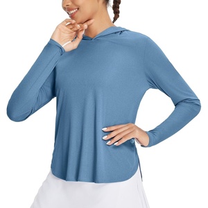image:imagebaleaf Womens UPF 50 Sun Shirt with Hoodie SPF Long Sleeve UV Protection Clothing Hiking Fishing Outdoor LightweightHeather Blue