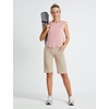 image:imagebaleaf Womens 12 Bermuda Shorts Long Shorts Knee Length Running Walking Workout Athletic Stretch PocketsKhaki
