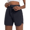 image:imagebaleaf Womens 5 Workout Shorts Athletic Running Shorts High Waisted with Zipper Pocket Gym Quick Dry Hiking SportsBlack