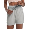 image:imagebaleaf Womens 5 Workout Shorts Athletic Running Shorts High Waisted with Zipper Pocket Gym Quick Dry Hiking SportsGrey