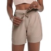 image:imagebaleaf Womens 5 Workout Shorts Athletic Running Shorts High Waisted with Zipper Pocket Gym Quick Dry Hiking SportsKhaki