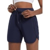 image:imagebaleaf Womens 5 Workout Shorts Athletic Running Shorts High Waisted with Zipper Pocket Gym Quick Dry Hiking SportsNavy