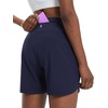 image:imagebaleaf Womens 5 Workout Shorts Athletic Running Shorts High Waisted with Zipper Pocket Gym Quick Dry Hiking SportsNavy