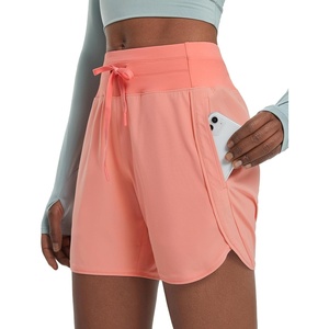 image:imagebaleaf Womens 5 Workout Shorts Athletic Running Shorts High Waisted with Zipper Pocket Gym Quick Dry Hiking SportsCoral