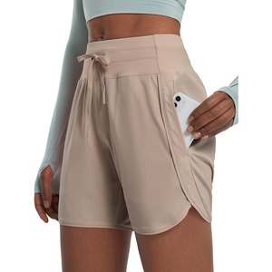 image:imagebaleaf Womens 5 Workout Shorts Athletic Running Shorts High Waisted with Zipper Pocket Gym Quick Dry Hiking SportsKhaki