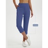 image:imagebaleaf 20 Women Capris with Pockets Stretch Golf Work Dress Cropped Pants Straight Leg High Waisted Pull On SummerBlue