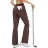 image:imagebaleaf Womens 2629 Work Pants Stretchy Golf Lightweight Stretch Flare Dress Pant Pockets Bussiness UPF 5029indark Brown