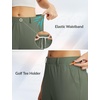 image:imagebaleaf Womens Golf Pants 25 Deep Pockets with Belt Loop Stretch Travel Casual Work Petite Ankle Slacks LightweightArmy Green