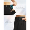 image:imagebaleaf Womens Golf Pants 25 Deep Pockets with Belt Loop Stretch Travel Casual Work Petite Ankle Slacks LightweightBlack