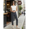 image:imagebaleaf Womens Golf Pants 25 Deep Pockets with Belt Loop Stretch Travel Casual Work Petite Ankle Slacks LightweightDark Gray