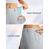 image:imagebaleaf Womens Golf Pants 25 Deep Pockets with Belt Loop Stretch Travel Casual Work Petite Ankle Slacks LightweightLight Gray