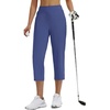 image:imagebaleaf 20 Women Capris with Pockets Stretch Golf Work Dress Cropped Pants Straight Leg High Waisted Pull On SummerBlue