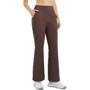 image:imagebaleaf Womens 2629 Work Pants Stretchy Golf Lightweight Stretch Flare Dress Pant Pockets Bussiness UPF 5029indark Brown