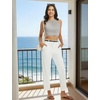 image:imagebaleaf Womens Golf Pants 2527 Straight Leg Stretch Work Travel Pant with Pockets Dressy Bussiness Casual Slacks UPF 50Star White