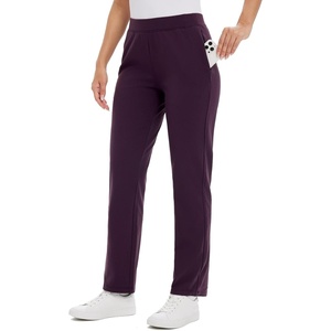 image:imagebaleaf Womens Fleece Lined Pants Straight Leg Sweatpants Pullon Dress Pants with Zipper Pockets Athletic for Golf Running