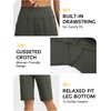 image:imagebaleaf Womens Bermuda Shorts 12 Long Knee Length Running Athletic High Waist Zipper Pocket Quick Dry Loose FitArmy Green
