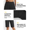 image:imagebaleaf Womens Bermuda Shorts 12 Long Knee Length Running Athletic High Waist Zipper Pocket Quick Dry Loose FitBlack