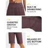 image:imagebaleaf Womens Bermuda Shorts 12 Long Knee Length Running Athletic High Waist Zipper Pocket Quick Dry Loose FitDark Brown