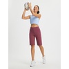 image:imagebaleaf Womens Bermuda Shorts 12 Long Knee Length Running Athletic High Waist Zipper Pocket Quick Dry Loose FitWine Red