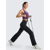 image:imagebaleaf Womens Flare Leggings with Pockets Yoga Pants High Waist Casual Workout Gym Bell Bottom LeggingBlack