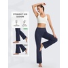 image:imagebaleaf Womens Flare Leggings with Pockets Yoga Pants High Waist Casual Workout Gym Bell Bottom LeggingNavy Blue
