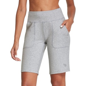 image:imagebaleaf Womens Bermuda Long Shorts 10 Knee Length High Rise Athletic Shorts Pull On Workout Walking Golf Running SummerCotton Blend  Heather Light Gray