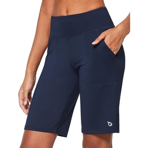 image:imagebaleaf Womens Bermuda Long Shorts 10 Knee Length High Rise Athletic Shorts Pull On Workout Walking Golf Running SummerNavy