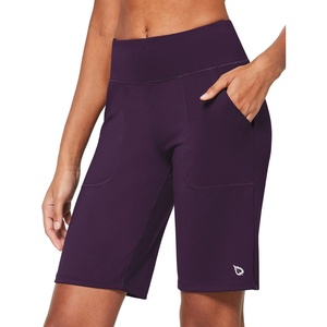 image:imagebaleaf Womens Bermuda Long Shorts 10 Knee Length High Rise Athletic Shorts Pull On Workout Walking Golf Running SummerPurple