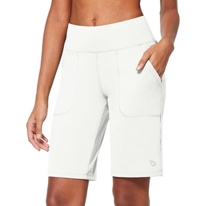 image:imagebaleaf Womens Bermuda Long Shorts 10 Knee Length High Rise Athletic Shorts Pull On Workout Walking Golf Running SummerWhite