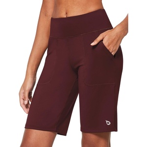 image:imagebaleaf Womens Bermuda Long Shorts 10 Knee Length High Rise Athletic Shorts Pull On Workout Walking Golf Running SummerWine Red