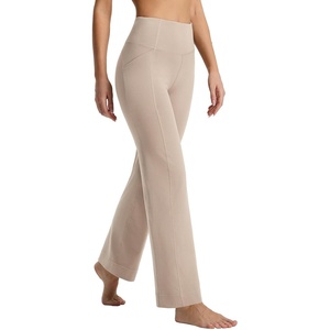 image:imagebaleaf Womens Flare Leggings with Pockets Yoga Pants High Waist Casual Workout Gym Bell Bottom LeggingKhaki