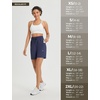 image:imagebaleaf Womens 7 Athletic Shorts Quick Dry Running Workout Lightweight High Waisted Long Shorts with PocketsNavy Blue