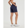 image:imagebaleaf Womens 7 Athletic Shorts Quick Dry Running Workout Lightweight High Waisted Long Shorts with PocketsNavy Blue