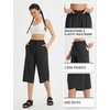 image:imagebaleaf Womens Hiking Capri Pants UPF 50 Quick Dry Lightweight 4Way Stretch Wide Leg Summer Travel Walking Plus Size17 Capris  Black