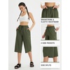 image:imagebaleaf Womens Hiking Capri Pants UPF 50 Quick Dry Lightweight 4Way Stretch Wide Leg Summer Travel Walking Plus Size17 Capris  Dark Army Green